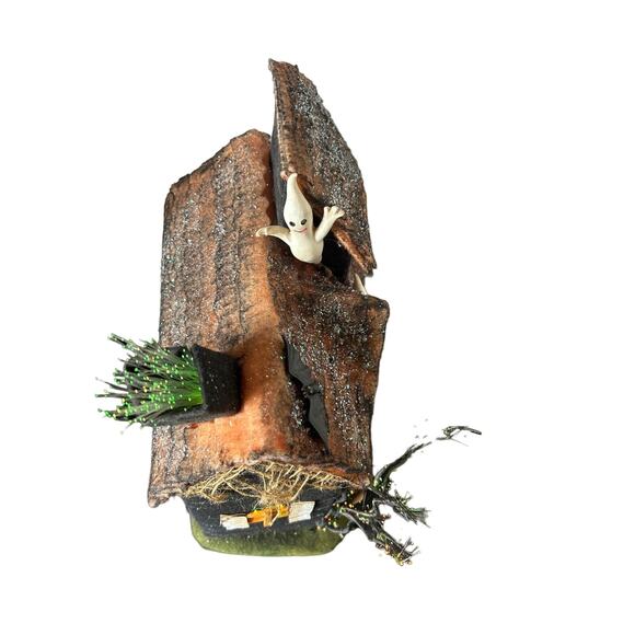 Vintage Department 56 Fiber Optic Haunted House Ghost Bats Lights Up Working - Picture 12 of 12